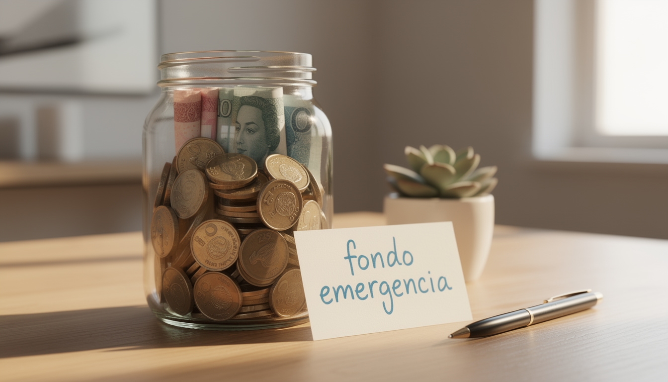 Alcancía y monedas representando la construcción de un fondo de emergencia